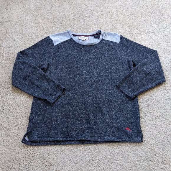 Tommy Bahama Pullover Crewneck Sweater Men's Large Black Gray - Picture 1 of 7